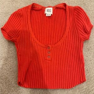 BDG Vibrant Red Ribbed Top